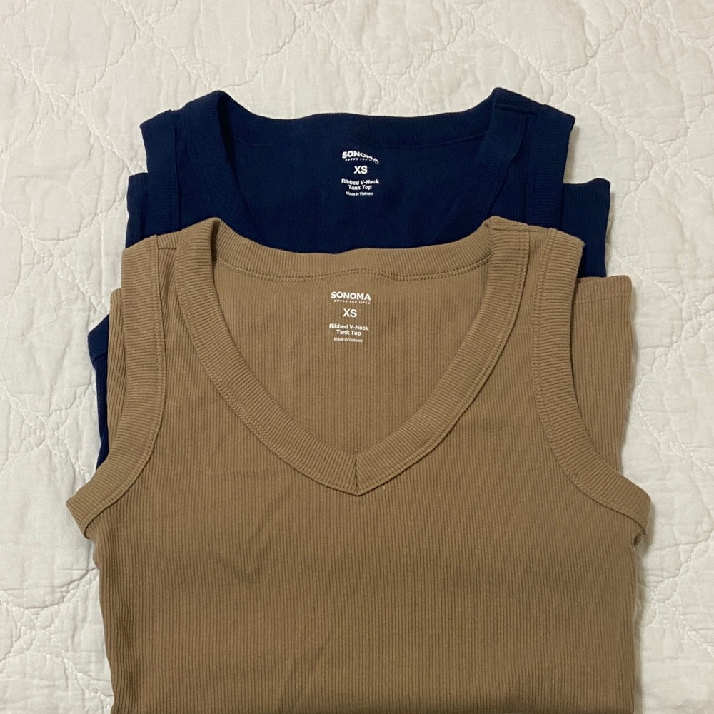 Sonoma Women's Ribbed Tank Tops - Blue and Brown
